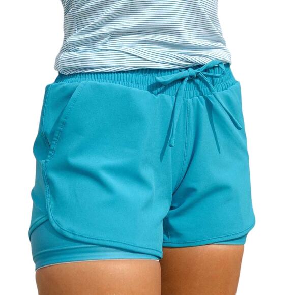 Albion Cobalt Lunge Shorts High Waisted Stretch Running Workout Blue Size Small - Picture 1 of 7